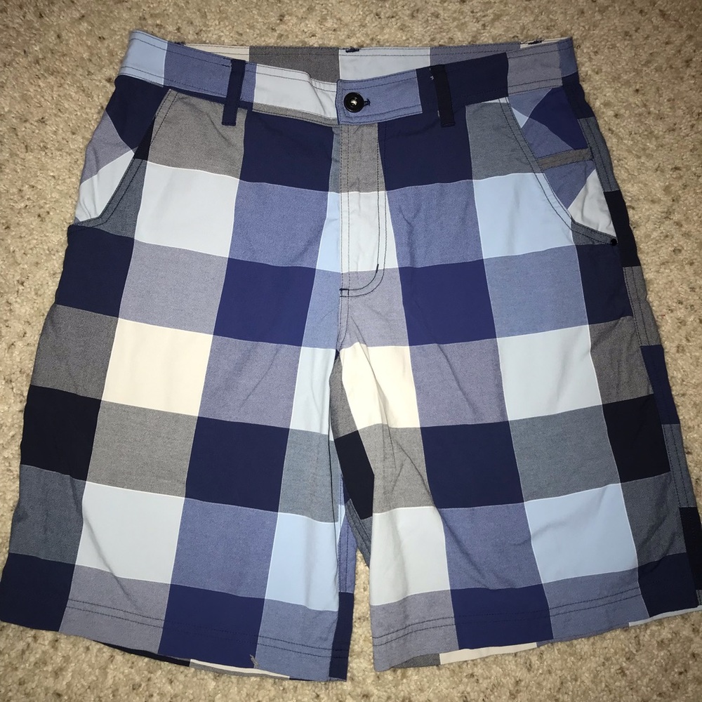 Lululemon Athletica Men's Checkered Shorts - Blue and Gray